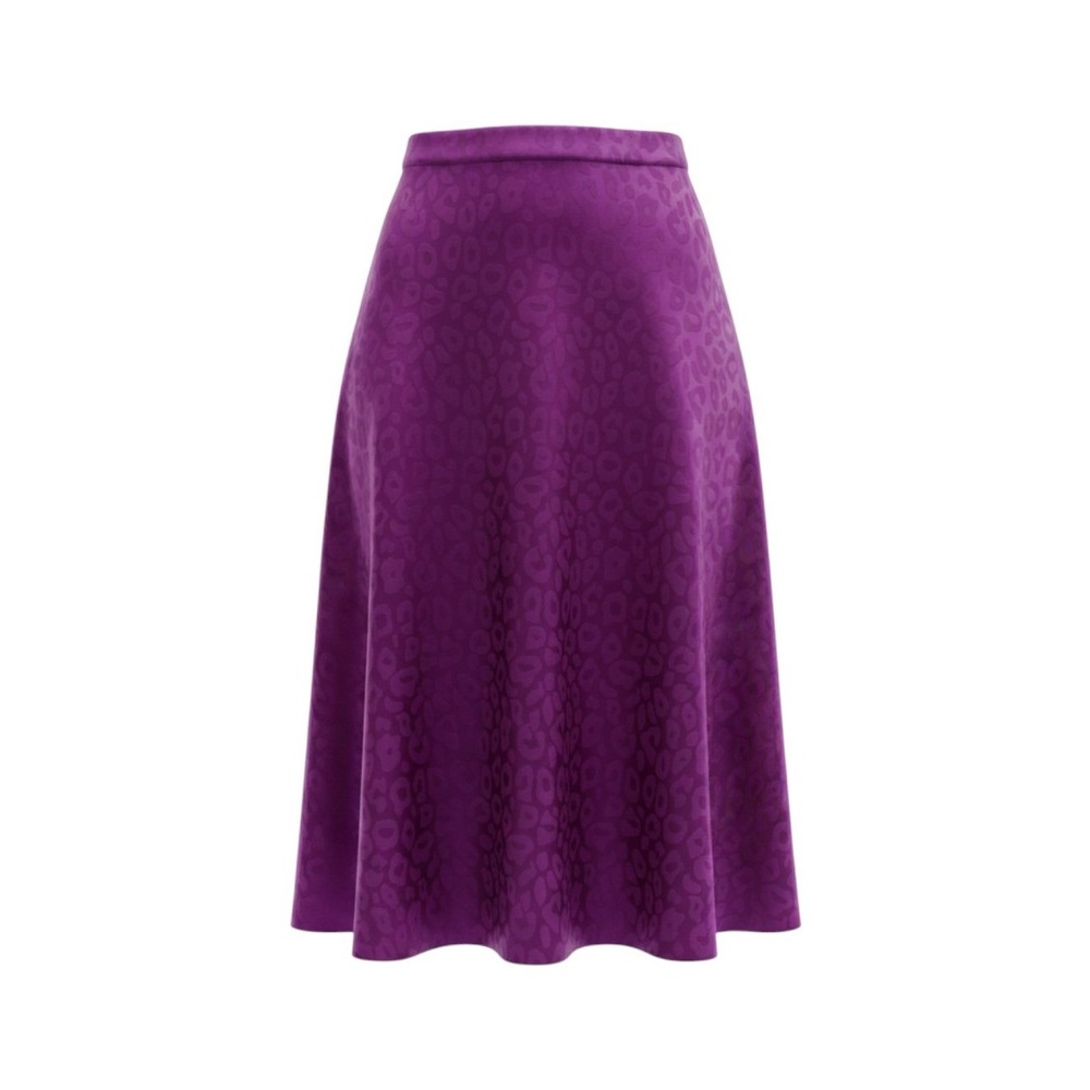 Satin Maxi Skirt size XS Purple Leopard High Rise A-Line Office Chic Jewel Tone